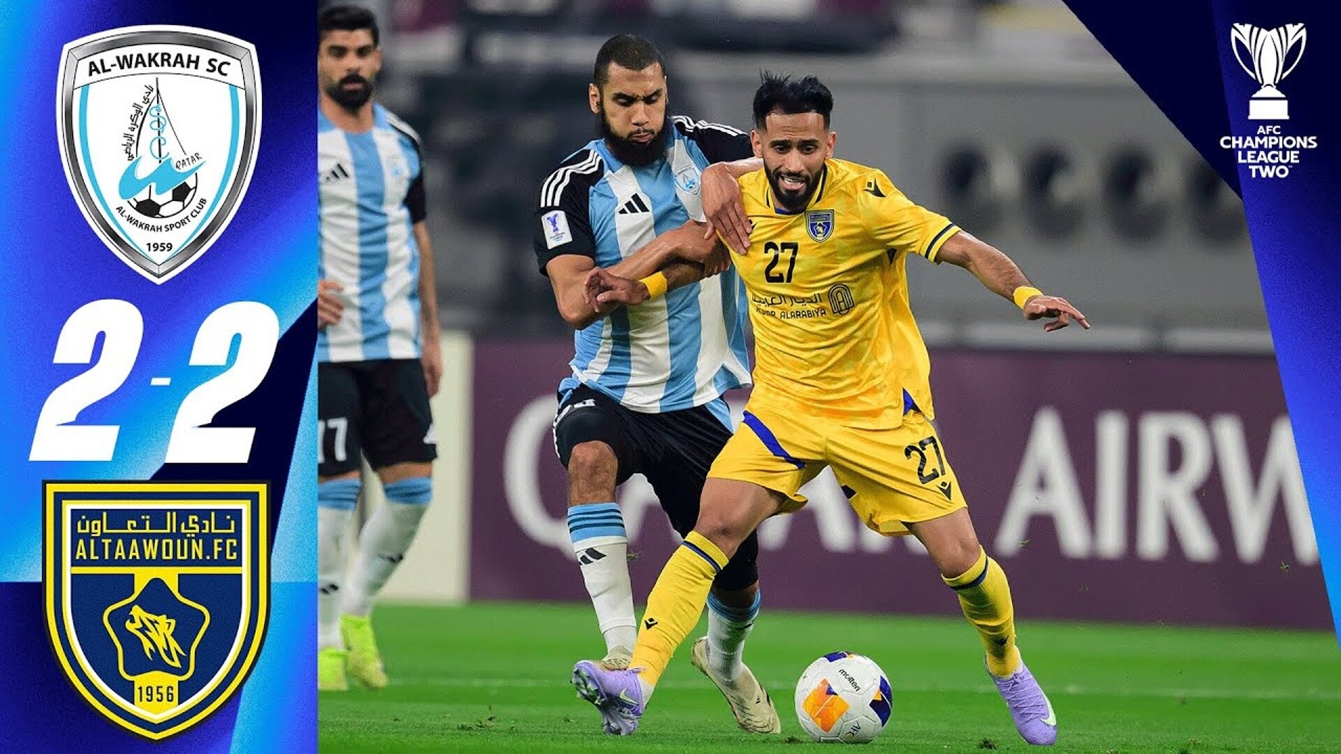 #ACLTwo | R16, 1st Leg: Al Wakrah SC (QAT) 2-2 Al Taawoun FC (KSA)