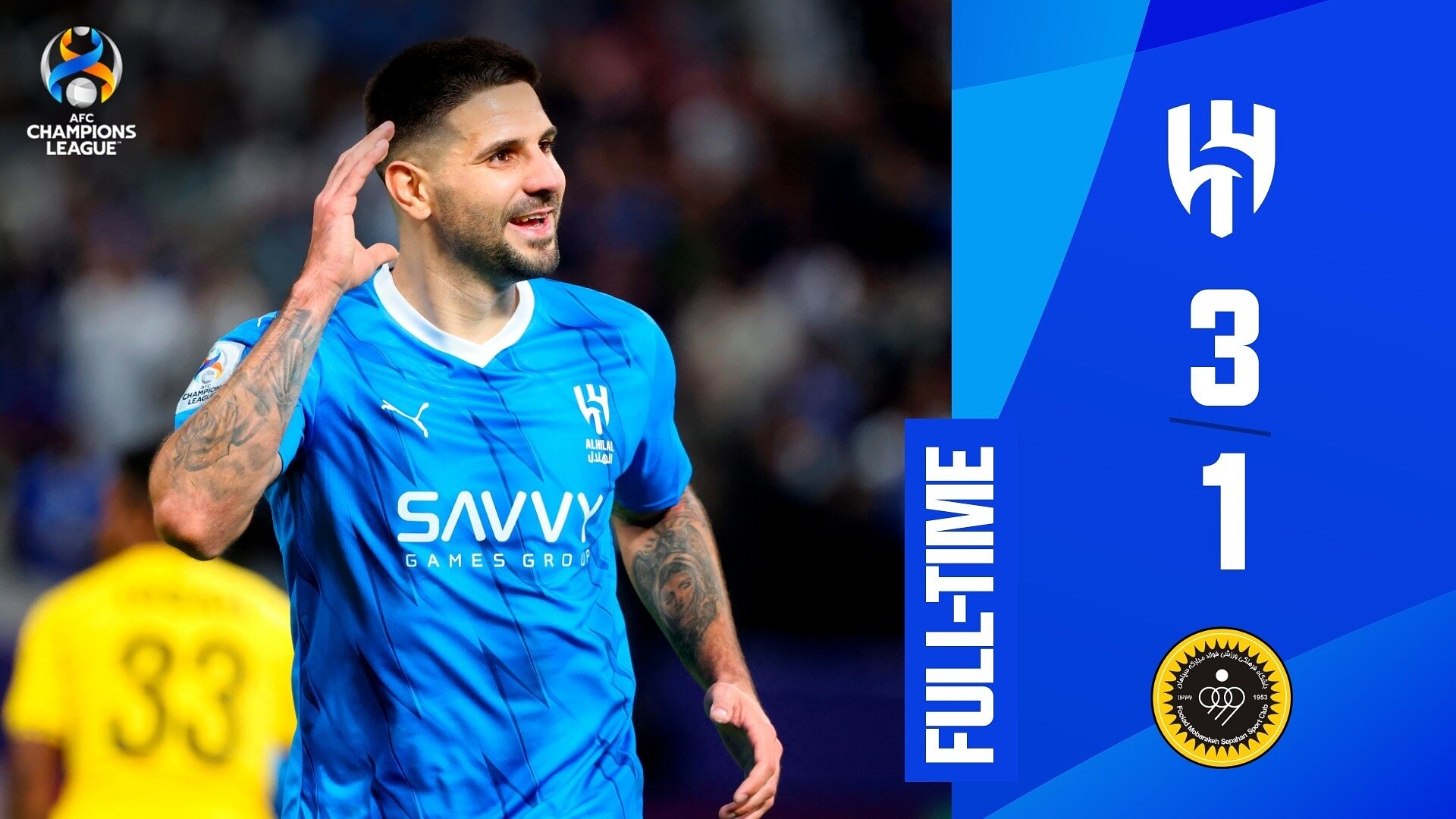 دوري أبطال آسيا - دور الـ16: الهلال 3 - سيباهان 1